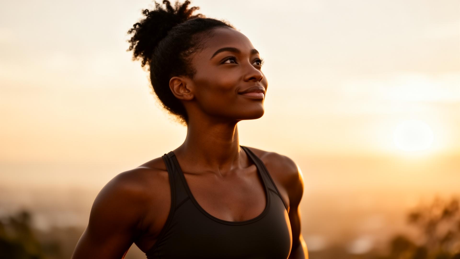 Woman at sunrise embracing her DAYONE
